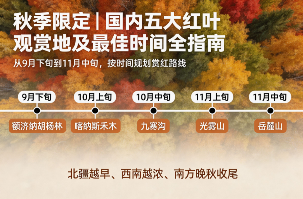 秋季限定｜国内五大红叶观赏地及最佳时间全指南：从9月下旬到11月中旬，赏红行程